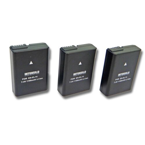 Lot 3 batteries Li-Ion INTENSILO 1100mAh (7.4V) pour appareil photo, caméscope Nikon CoolPix P7000, P7100, P7700, P7800 comme EN-EL14.