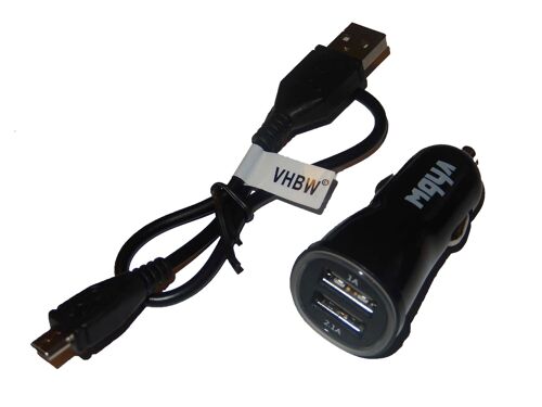 Chargeur C?Ble Allume-Cigare Double Usb Noir Vhbw 3.1a Pour Palm Treo 800, 800w, 850, 850v, 850w, Pre, Pro, Pre Plus, Pixi, Pixi Plus