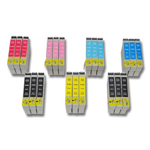 vhbw 21x Cartouches d'encre pour Epson Stylus Photo PX730, PX730WD, PX810.