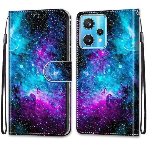 Coque Pour Oppo Realme 9 Pro Plus / 9 Pro+, Etui En Cuir Pu Portefeuille Housse Coque Avec 360 Degres Silicone Protection Cover Cuir Pochette Magnetique Und Flip Bequille (Ciel Etoile)