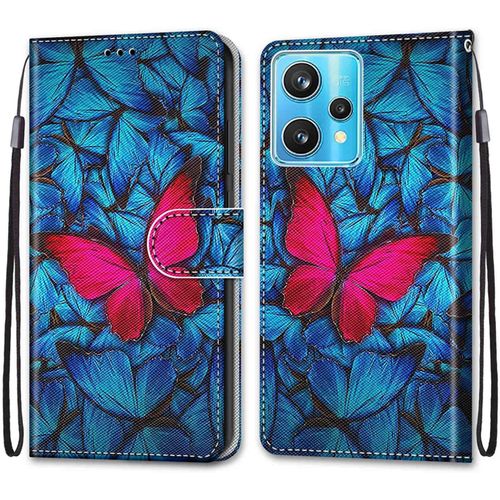 Coque Pour Oppo Realme 9 Pro Plus / 9 Pro+, Etui En Cuir Pu Portefeuille Housse Coque Avec 360 Degres Silicone Protection Cover Cuir Pochette Magnetique Und Flip Bequille (Papillon)