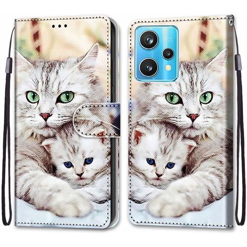 Coque Pour Oppo Realme 9 Pro Plus / 9 Pro+, Etui En Cuir Pu Portefeuille Housse Coque Avec 360 Degres Silicone Protection Cover Cuir Pochette Magnetique Und Flip Bequille (Chats 2)