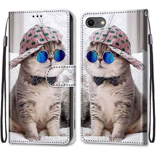 Coque Pour Iphone Se 2020/Iphone 8/7 (4,7 Pouces), Etui En Cuir Pu Portefeuille Housse Coque Avec 360 Degres Silicone Protection Cover Cuir Pochette Magnetique Flip Bequille (Chats 4)