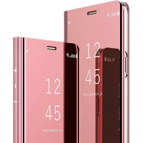 Samsung Galaxy A10s Miroir Housse Coque Etui A Rabat, Mirror Smart View Standing 360¡Ã Protecteur Etui Coque Pour Samsung Galaxy A10s. Flip Mirror: Rose Gold