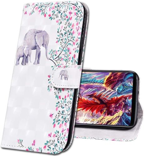 Samsung Note 10 Lite Etui A Rabat 3d Design Portefeuille Housse [Magnetique] [Fonction Stand] [Porte Carte] Pu Cuir Protection Coque Pour Galaxy Note 10 Lite / A81. Cy Flower Elephant
