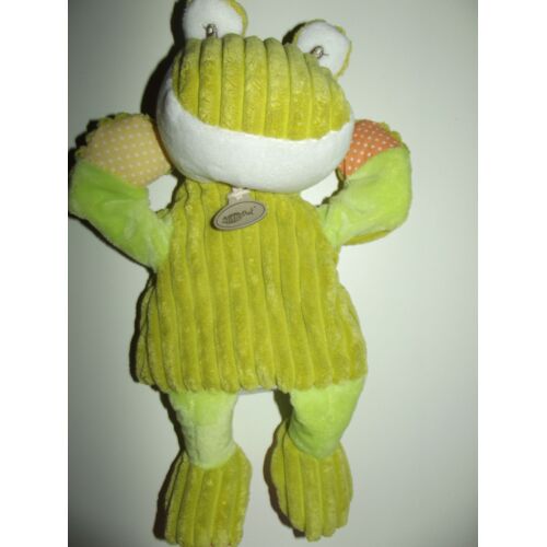 Doudou Marionnette Grenouille Verte Baby Nat' Babynat Velours Vert Blanc Orange Jaune Pois Comfort Blanket Comforter Soft Toys Peluche