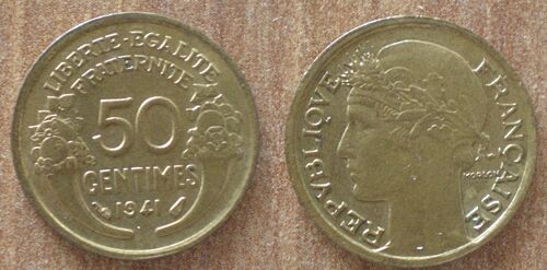 France 50 Centimes 1941 Morlon Piece Centime De Francs