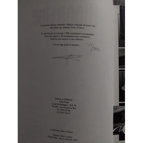 Bd Bloodline Série Limitée, Signée Par Le Duo Ange (Anne Et Gérard Guéro)