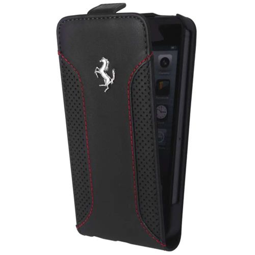 Etui Coque Ferrari Cuir Noir Perforé Iphone 5s/Se Fef12flp5bl