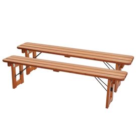 2x Banc Hwc-J61, Banc Pour Ensemble De Table À Bière Banc De Jardin, Pliable Bois Laqué, 180cm