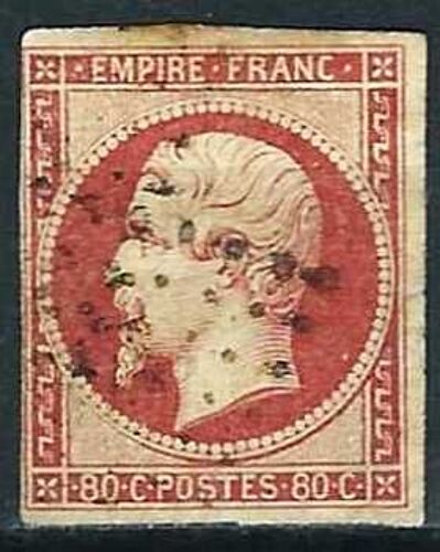 France 1853, Beau Classique N° 17a, Napoléon 3, 80 C. Carmin Foncé, Légère Oblitération Étoile, Tbe