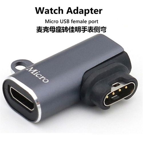 Convertisseur De Chargeur De Montre Intelligente,Adaptateur De Charge Portable,Type C,Micro Usb,Ios,Garmin Fenix 7,7s,7x,6,6s,6x,5,5s,5x,Venu 2,2s - Type Micro Usb Side Bend