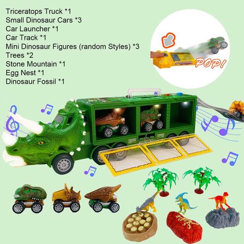 Camion De Transport De Dinosaures, Voiture, Conteneur, Modèle De Stockage, Éclairage, Musique, Jouets Pour Enfants, Cadeau D'anniversaire Pour Garçons