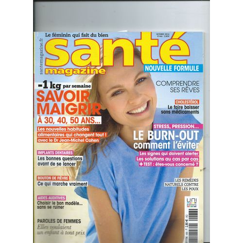 Santé Magazine 10/2014 Reda Kateb , Le Burn-Out Comment L'éviter, Comprendre Ses Rêves N°466