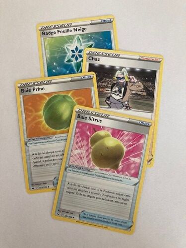 (1907) Chaz + Badge Feuille Neige + Baie Prine + Baie Sitrus (Pokemon)