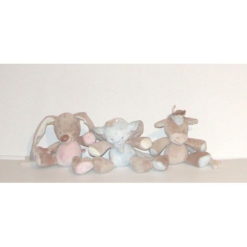 Lapin Elephant Poney Ou Vache Animaux Rigolos Doudou Pour Poussette Au Autre Musical Hochet Et Pouet Pouet 38cm