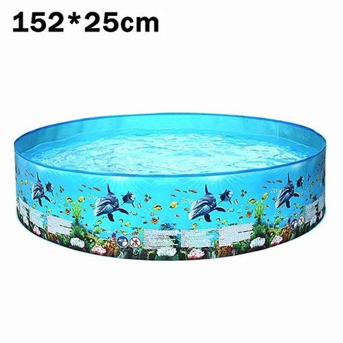 Piscine d'Eau Ronde Pliante Non Gonflable,Durable,pour l'Extérieur,Beau Document Bleu,Multi Design,Jardin Familial - Type 152x25cm