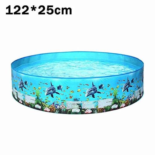 Piscine d'Eau Ronde Pliante Non Gonflable,Durable,pour l'Extérieur,Beau Document Bleu,Multi Design,Jardin Familial - Type 122x25cm