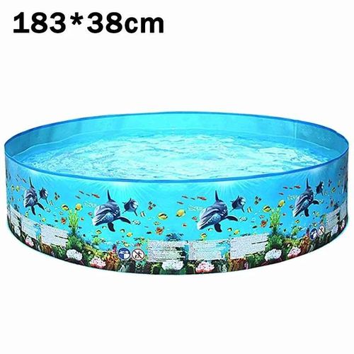 Piscine d'Eau Ronde Pliante Non Gonflable,Durable,pour l'Extérieur,Beau Document Bleu,Multi Design,Jardin Familial - Type 183x38cm