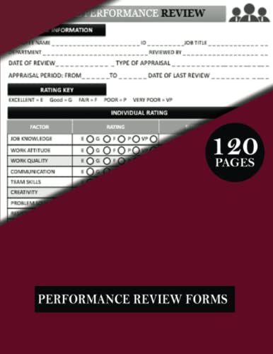 Performance Review Forms: Employee Performance Appraisal Form Book For Managers And Supervisors. Track Up To 15 Work Qualities. Work Evaluation Sheets