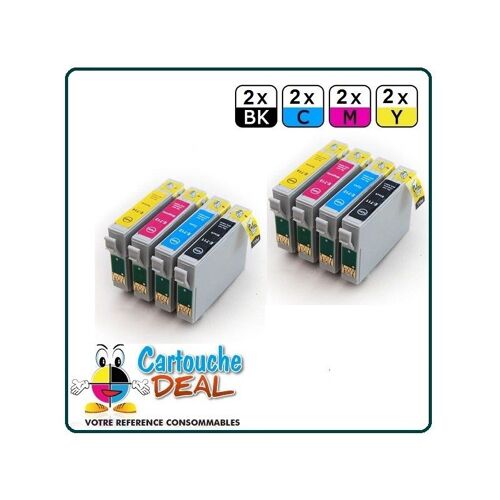 EPSON T0715 :Lot 8 cartouches compatible Stylus S20 S21 SX100 SX105 SX110 SX115 SX200 SX205 SX210 SX215 T0711 T0712 T0713 T0714