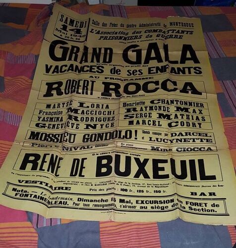 Très Rare Affiche Grand Gala Robert Rocca Du 14 05 1949