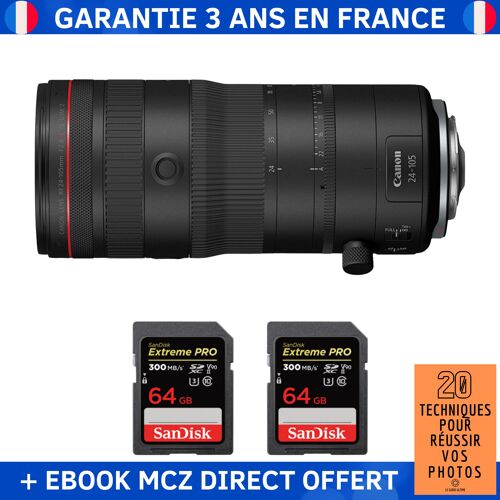 Canon RF 24-105mm F2.8 L IS USM Z + 2 SanDisk 64GB Extreme PRO UHS-II SDXC 300 MB/s + Ebook '20 Techniques pour Réussir vos Photos' - Objectif Canon RF