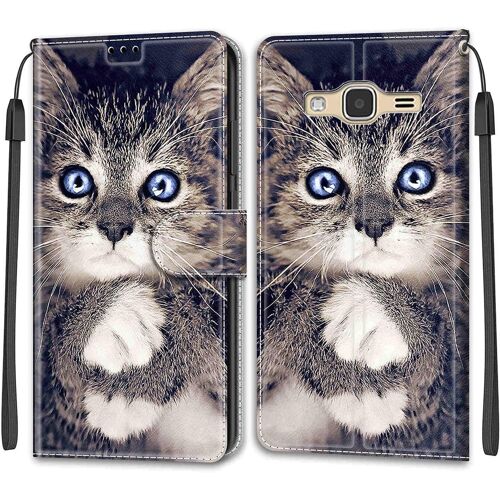 Coque Pour Samsung Galaxy J3 2016/J310, Etui Samsung J3 2016/J310, Housse De Galaxy J3 2016/J310 En Cuir Pu, Etui Housse En Cuir De Protection Avec [Magnetique] Portefeuille Case(Chat 1)