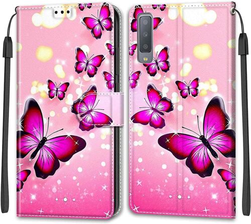Coque Pour Samsung Galaxy A7 2018 /A750, Etui Samsung A7 2018 /A750, Housse De Galaxy A7 2018 /A750 En Cuir Pu, Etui Housse En Cuir De Protection Avec [Magnetique] Flip Case(Papillon 1)
