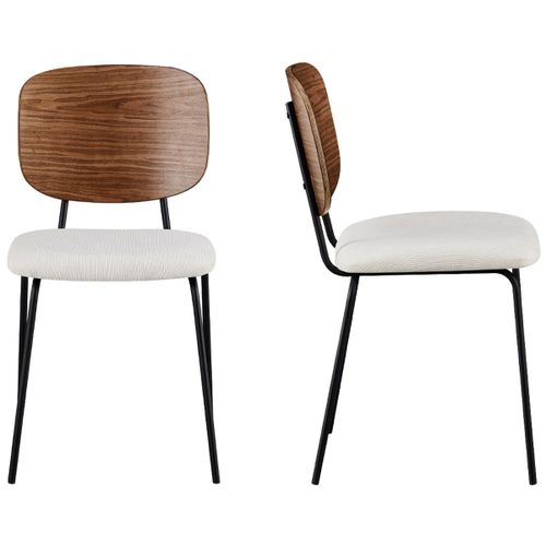 Lot De 2 Chaises En Velours Côtelé Beige
