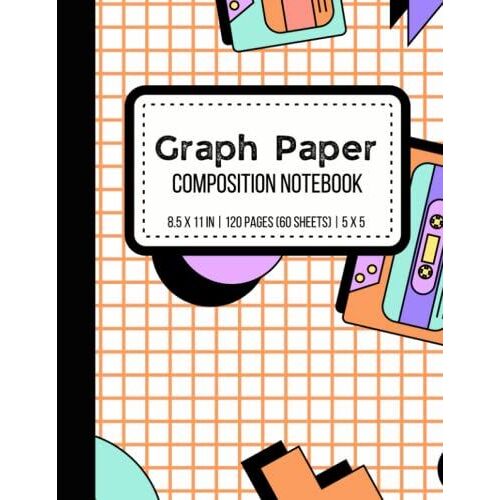 Graph Paper Composition Book: Grid Paper, 5x5 Ruled, 120 Sheets, 8.5x11 Inches, Quirky Notebook Cover [Pastel 1, Graph Paper]
