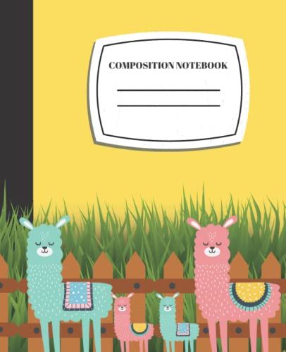 Llama Composition Notebook Wide Ruled: Cute Yellow Llama Composition Notebook Wide Ruled, Llama Composition Book, 7.5x9.25 Wide Ruled Pages