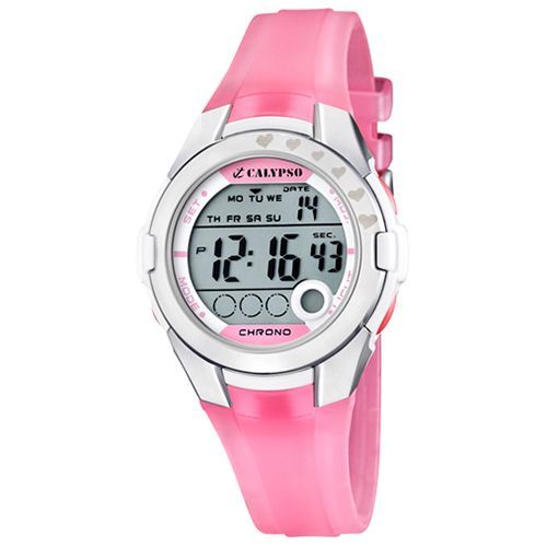 Calypso Montre Femme Fashion Quartz Bracelet Pu Rose Chronographe Uk5571/2