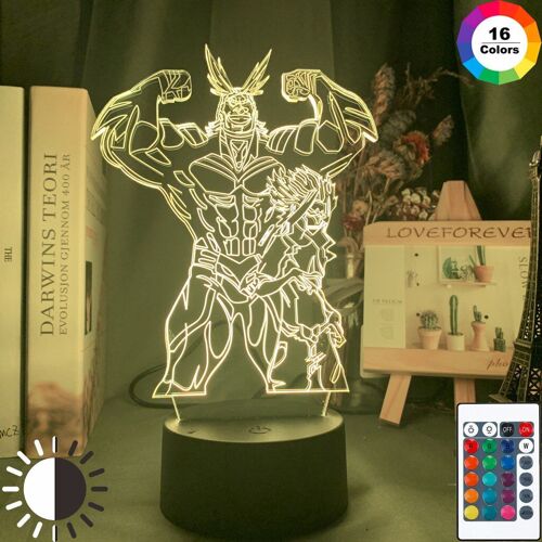Lampe Led colorée en 3D, figurine My Hero Academia, All Might et Denki Kaminari, veilleuse pour enfants, cadeau d'anniversaire, chambre à coucher