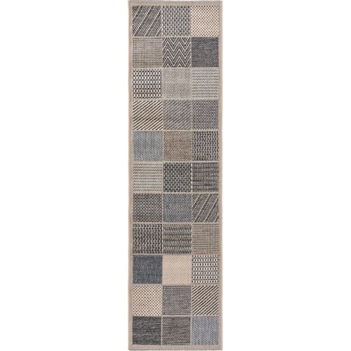 Tapis Vintage De Couloir Extérieur & Intérieur River Bleu 67x240 Cm - Tapis Poil Ras / Effet Usé