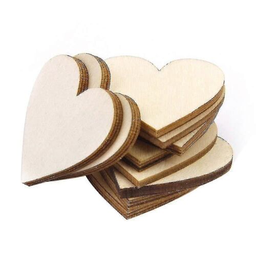 Pack de 100 coeurs de copeaux de bois rustiques pour la décoration et l'artisanat
