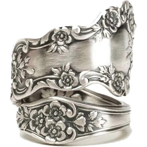 Anneaux De Cuillère Réglables Pour Femmes Hommes Argent Vintage Fleur Boho Retro Déclaration Meilleur Cadeau