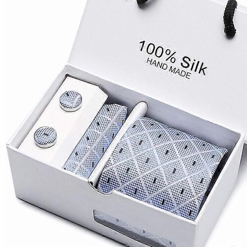 Cravates Pour Hommes 5 Pièces Set Cadeau De Mariage Cravate De Costume Cravate + Carré + Boutons De Manchette 2 + Coffret Cadeau