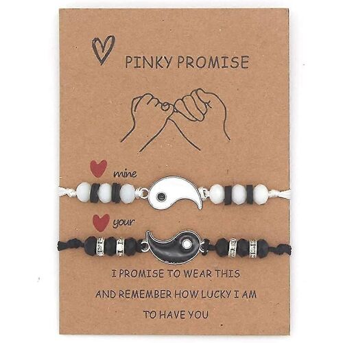 2 Bracelets De Corde Réglables Yin Et Yang Assortis Pour Les Meilleurs Amis Petits Amis Et Petites Amies Cadeaux De La Saint-Valentin