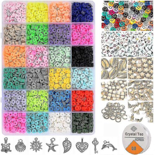 Perles D'argile Pour Kit De Fabrication De Bracelet De Bijoux 6mm 24 Couleurs Polymère Plat Meilleur Cadeau 4000pcs