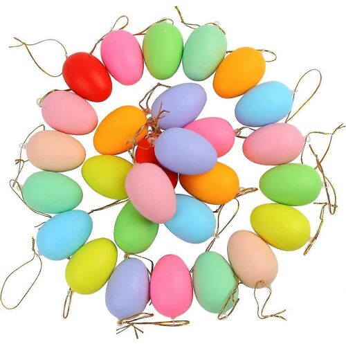 Oeufs de Pâques en plastique, 30 pièces Ornements suspendus d'oeufs de Pâques colorés pour la décoration d'arbre de Pâques
