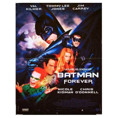 Batman Forever  -Véritable Affiche De Cinéma Pliée -Format 120x160 Cm - De Joel Schumacher Avec Val Kilmer, Tommy Lee Jones, Jim Carrey, Chris O'donnell, Nicole Kidman, Drew Barrymore - 1995