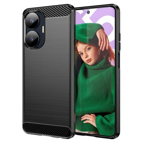 Coque pour Realme C55 - housse etui silicone gel carbone + film ecran - NOIR