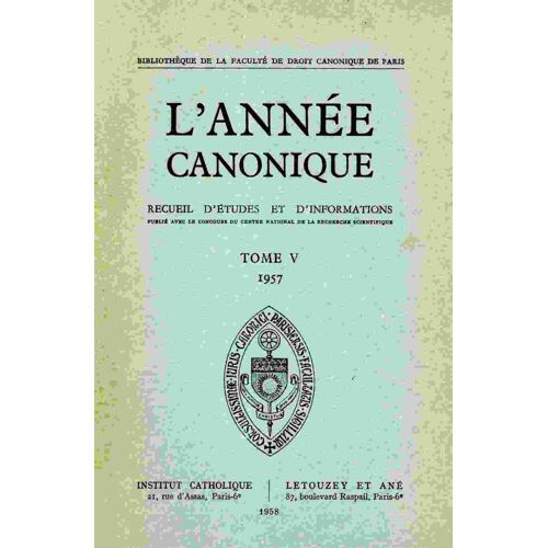 L'année Canonique Tome V 1957 1 