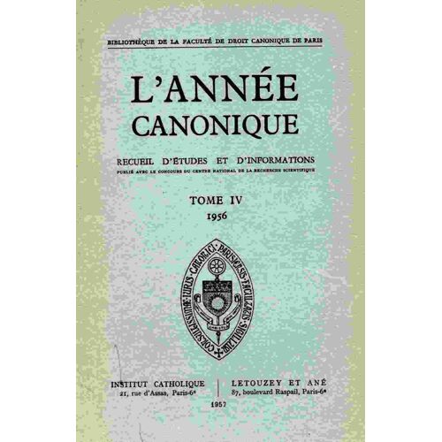 L'année Canonique Tome Iv 1956 1 