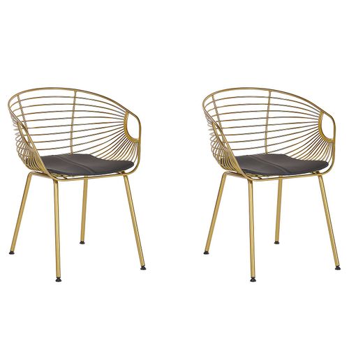 Chaise De Salle À Manger Set De 2 Métal Doré Hoback