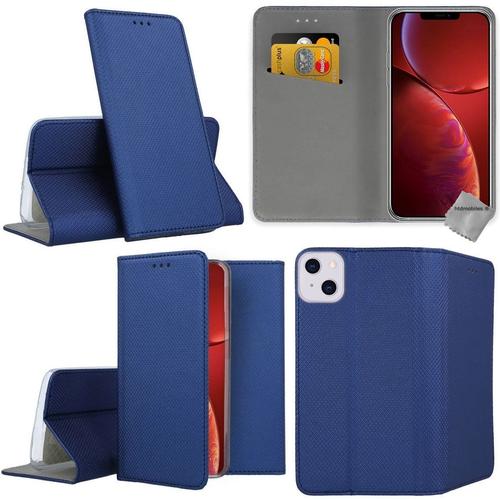 Housse Etui Coque Pochette Portefeuille Pour Apple Iphone 13 Mini + Film Ecran - Bleu Magnet