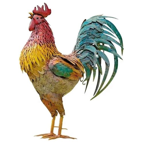 Coq patriotique en métal porche signe Sculptures jardin cour poulet Art déco debout pour Backy