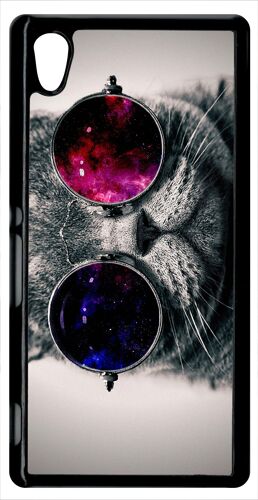 Coque xperia m4 aqua - chat qui a la classe - noir