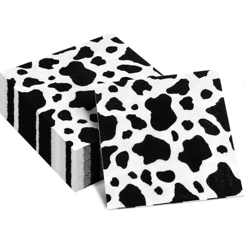 100 Pack Vache Serviettes De Fête Vache Imprimé Animal Tissu Serviette 3 Couches Ferme Animal Party Serviettes Pour Fournitures De Fête